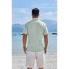 image:imageCOOFANDY Mens Button Down Shirts Short Sleeve Casual Shirts Summer Beach Linen Shirts with PocketLight Green