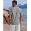 image:imageCOOFANDY Mens Button Down Shirts Short Sleeve Casual Shirts Summer Beach Linen Shirts with PocketLight Grey