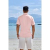 image:imageCOOFANDY Mens Button Down Shirts Short Sleeve Casual Shirts Summer Beach Linen Shirts with PocketLight Pink
