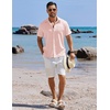 image:imageCOOFANDY Mens Button Down Shirts Short Sleeve Casual Shirts Summer Beach Linen Shirts with PocketLight Pink