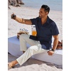 image:imageCOOFANDY Mens Button Down Shirts Short Sleeve Casual Shirts Summer Beach Linen Shirts with PocketNavy Blue