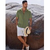 image:imageCOOFANDY Mens Button Down Shirts Short Sleeve Casual Shirts Summer Beach Linen Shirts with PocketOlive Green