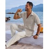 image:imageCOOFANDY Mens Button Down Shirts Short Sleeve Casual Shirts Summer Beach Linen Shirts with PocketStone