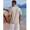 image:imageCOOFANDY Mens Button Down Shirts Short Sleeve Casual Shirts Summer Beach Linen Shirts with PocketStone