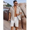 image:imageCOOFANDY Mens Button Down Shirts Short Sleeve Casual Shirts Summer Beach Linen Shirts with PocketStone