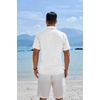 image:imageCOOFANDY Mens Button Down Shirts Short Sleeve Casual Shirts Summer Beach Linen Shirts with PocketWhite