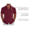 image:imageCOOFANDY Mens Button Down Shirts Short Sleeve Casual Shirts Summer Beach Linen Shirts with PocketWine Red