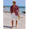 image:imageCOOFANDY Mens Button Down Shirts Short Sleeve Casual Shirts Summer Beach Linen Shirts with PocketWine Red