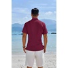 image:imageCOOFANDY Mens Button Down Shirts Short Sleeve Casual Shirts Summer Beach Linen Shirts with PocketWine Red