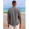 image:imageCOOFANDY Mens Button Down Shirts Short Sleeve Casual Summer Beach Vacation Wedding Shirt with PocketAdark Grey