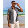 image:imageCOOFANDY Mens Button Down Shirts Short Sleeve Casual Summer Beach Vacation Wedding Shirt with PocketAdark Grey