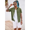 image:imageCOOFANDY Mens Button Down Shirts Short Sleeve Casual Summer Beach Vacation Wedding Shirt with PocketArmy Green