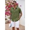 image:imageCOOFANDY Mens Button Down Shirts Short Sleeve Casual Summer Beach Vacation Wedding Shirt with PocketArmy Green