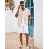 image:imageCOOFANDY Mens Button Down Shirts Short Sleeve Casual Summer Beach Vacation Wedding Shirt with PocketBeige