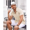 image:imageCOOFANDY Mens Button Down Shirts Short Sleeve Casual Summer Beach Vacation Wedding Shirt with PocketBeige