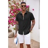 image:imageCOOFANDY Mens Button Down Shirts Short Sleeve Casual Summer Beach Vacation Wedding Shirt with PocketBlack