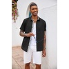 image:imageCOOFANDY Mens Button Down Shirts Short Sleeve Casual Summer Beach Vacation Wedding Shirt with PocketBlack