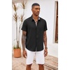 image:imageCOOFANDY Mens Button Down Shirts Short Sleeve Casual Summer Beach Vacation Wedding Shirt with PocketBlack