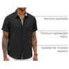 image:imageCOOFANDY Mens Button Down Shirts Short Sleeve Casual Summer Beach Vacation Wedding Shirt with PocketBlack