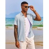 image:imageCOOFANDY Mens Button Down Shirts Short Sleeve Casual Summer Beach Vacation Wedding Shirt with PocketBlue