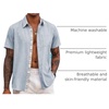 image:imageCOOFANDY Mens Button Down Shirts Short Sleeve Casual Summer Beach Vacation Wedding Shirt with PocketBlue