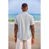 image:imageCOOFANDY Mens Button Down Shirts Short Sleeve Casual Summer Beach Vacation Wedding Shirt with PocketBlue
