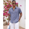 image:imageCOOFANDY Mens Button Down Shirts Short Sleeve Casual Summer Beach Vacation Wedding Shirt with PocketBlue Grey