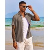 image:imageCOOFANDY Mens Button Down Shirts Short Sleeve Casual Summer Beach Vacation Wedding Shirt with PocketBrown
