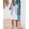 image:imageCOOFANDY Mens Button Down Shirts Short Sleeve Casual Summer Beach Vacation Wedding Shirt with PocketClear Blue  Light Brown Plaid