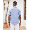 image:imageCOOFANDY Mens Button Down Shirts Short Sleeve Casual Summer Beach Vacation Wedding Shirt with PocketClear Blue  Light Brown Plaid