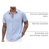 image:imageCOOFANDY Mens Button Down Shirts Short Sleeve Casual Summer Beach Vacation Wedding Shirt with PocketClear Blue