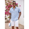 image:imageCOOFANDY Mens Button Down Shirts Short Sleeve Casual Summer Beach Vacation Wedding Shirt with PocketClear Blue
