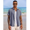 image:imageCOOFANDY Mens Button Down Shirts Short Sleeve Casual Summer Beach Vacation Wedding Shirt with PocketDark Blue