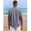 image:imageCOOFANDY Mens Button Down Shirts Short Sleeve Casual Summer Beach Vacation Wedding Shirt with PocketDark Blue