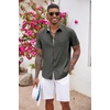 image:imageCOOFANDY Mens Button Down Shirts Short Sleeve Casual Summer Beach Vacation Wedding Shirt with PocketDeep Grey