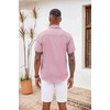 image:imageCOOFANDY Mens Button Down Shirts Short Sleeve Casual Summer Beach Vacation Wedding Shirt with PocketDeep Pink
