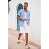 image:imageCOOFANDY Mens Button Down Shirts Short Sleeve Casual Summer Beach Vacation Wedding Shirt with PocketDenim Blue