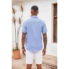 image:imageCOOFANDY Mens Button Down Shirts Short Sleeve Casual Summer Beach Vacation Wedding Shirt with PocketDenim Blue