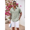 image:imageCOOFANDY Mens Button Down Shirts Short Sleeve Casual Summer Beach Vacation Wedding Shirt with PocketGreen