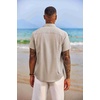 image:imageCOOFANDY Mens Button Down Shirts Short Sleeve Casual Summer Beach Vacation Wedding Shirt with PocketKhaki  Light Brown Plaid