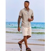 image:imageCOOFANDY Mens Button Down Shirts Short Sleeve Casual Summer Beach Vacation Wedding Shirt with PocketKhaki