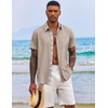image:imageCOOFANDY Mens Button Down Shirts Short Sleeve Casual Summer Beach Vacation Wedding Shirt with PocketKhaki
