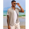 image:imageCOOFANDY Mens Button Down Shirts Short Sleeve Casual Summer Beach Vacation Wedding Shirt with PocketKhaki