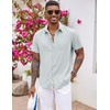 image:imageCOOFANDY Mens Button Down Shirts Short Sleeve Casual Summer Beach Vacation Wedding Shirt with PocketLight Blue
