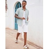 image:imageCOOFANDY Mens Button Down Shirts Short Sleeve Casual Summer Beach Vacation Wedding Shirt with PocketLight Blue
