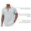 image:imageCOOFANDY Mens Button Down Shirts Short Sleeve Casual Summer Beach Vacation Wedding Shirt with PocketLight Blue