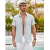 image:imageCOOFANDY Mens Button Down Shirts Short Sleeve Casual Summer Beach Vacation Wedding Shirt with PocketLight Blue