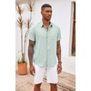 image:imageCOOFANDY Mens Button Down Shirts Short Sleeve Casual Summer Beach Vacation Wedding Shirt with PocketLight Green