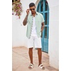 image:imageCOOFANDY Mens Button Down Shirts Short Sleeve Casual Summer Beach Vacation Wedding Shirt with PocketLight Green