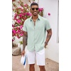 image:imageCOOFANDY Mens Button Down Shirts Short Sleeve Casual Summer Beach Vacation Wedding Shirt with PocketLight Green